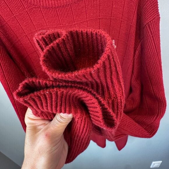 King Size Maroon Crew Neck Cable Knit Sweater Mens 4XL - Picture 4 of 6